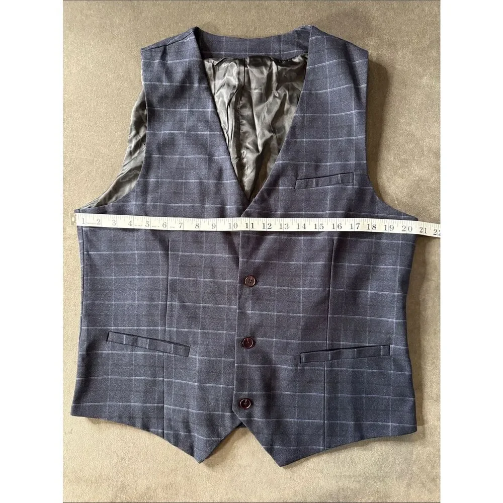 Men’s Mogu Plaid 3 Piece Suit Jacket 40 Pants 38 NWOT